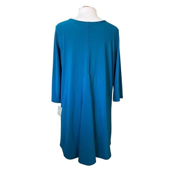 Vintage CLARA SUN WOO Travel Knit Teal Blue Tunic Top 3/4 Sleeve Sz XL NEW - Picture 5 of 7